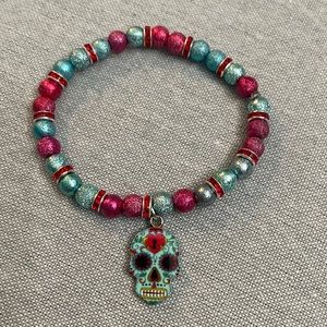 Day of the Dead Mexican Skull Charm Halloween Bracelet
